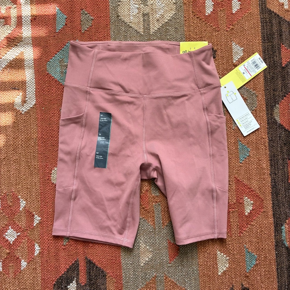 Women's High-Waisted Bike Shorts in Pink Medium